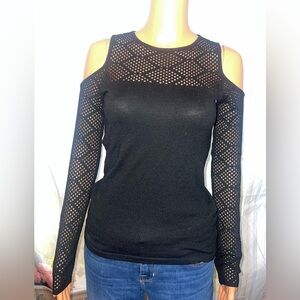 Bebe Black Knit Top with Cutout Design